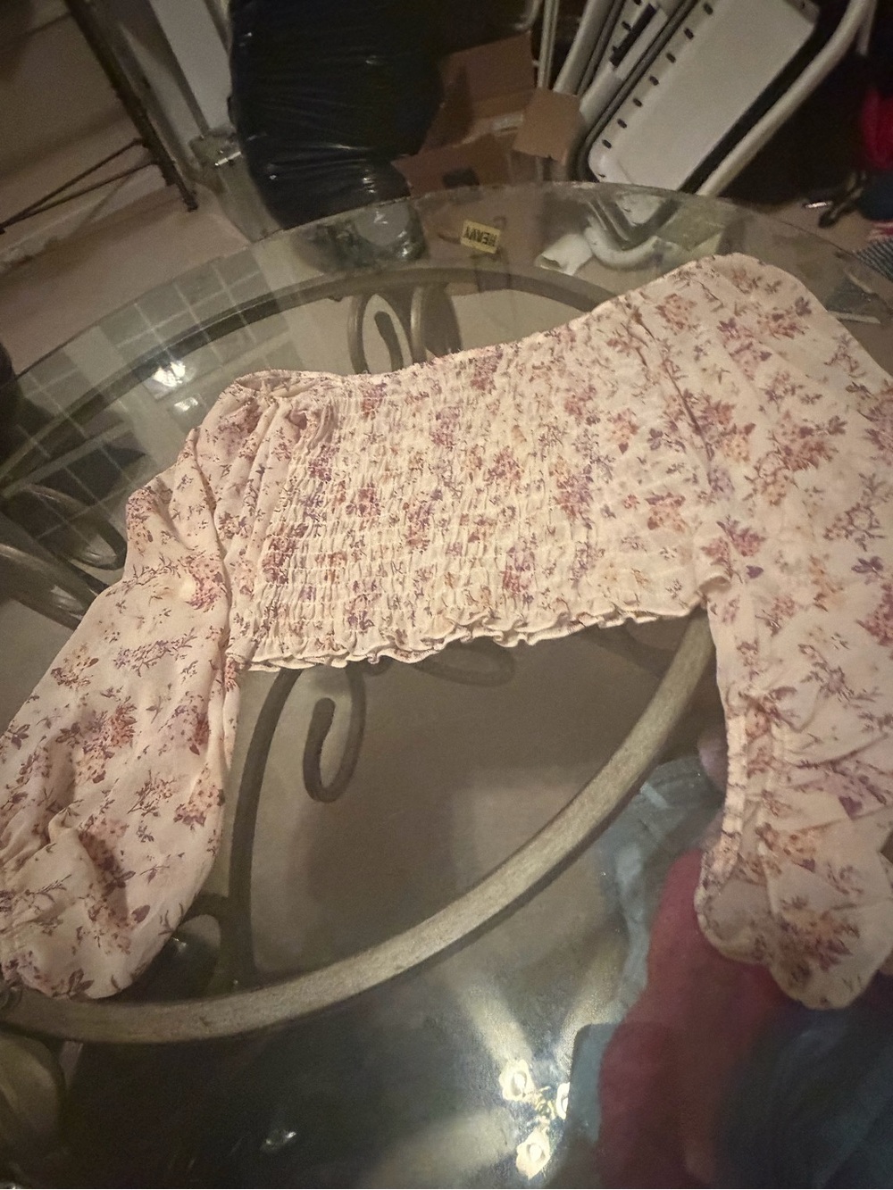 Windsor Floral Smocked Off-Shoulder Crop Top - Pink